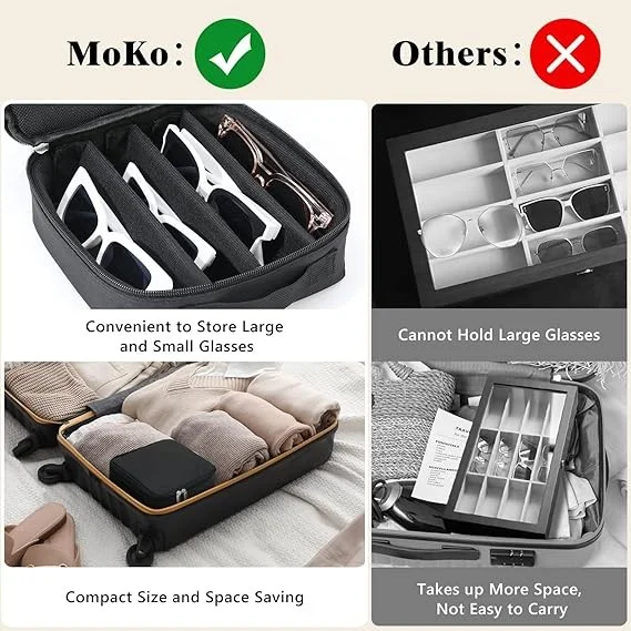 MoKo Sunglasses Organizer Case, Travel Glasses Case for Multiple Pairs, Adjustab 2
